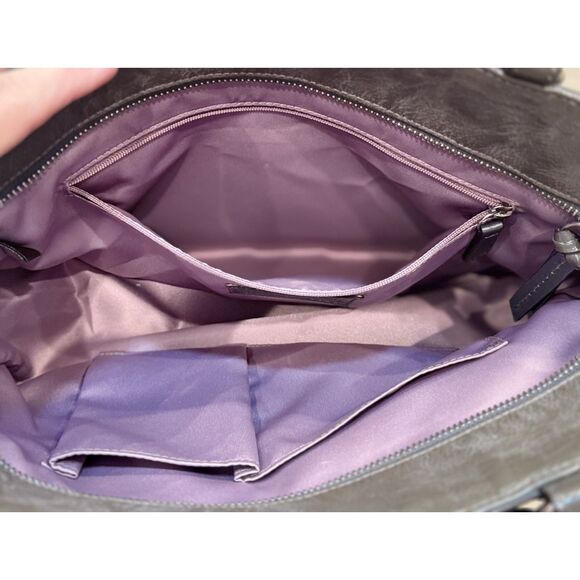 Coach Gallery Stitched Patent East West Bag in Gray - Picture 7 of 10